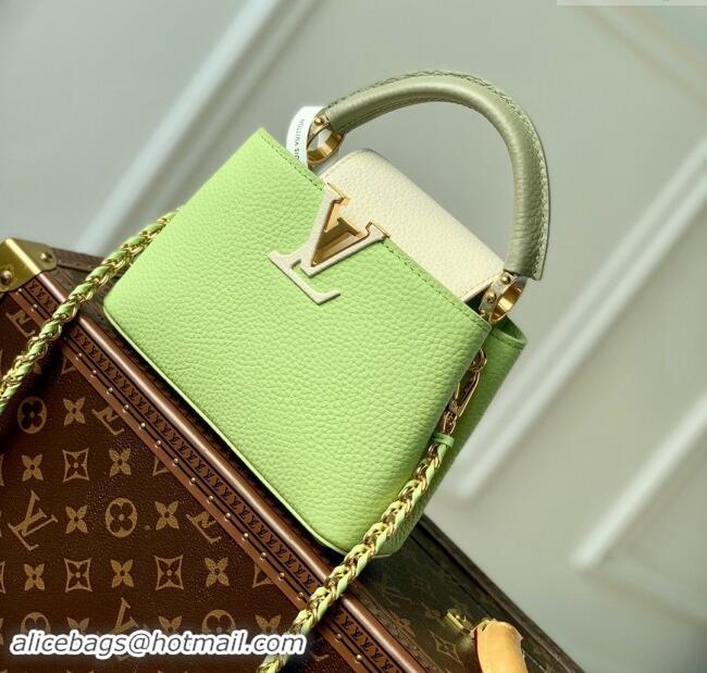 Top Grade Louis Vuitton Capucines Mini Bag in Taurillon Leather M21689 Green 2024