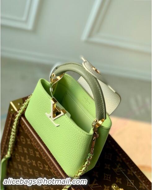 Top Grade Louis Vuitton Capucines Mini Bag in Taurillon Leather M21689 Green 2024