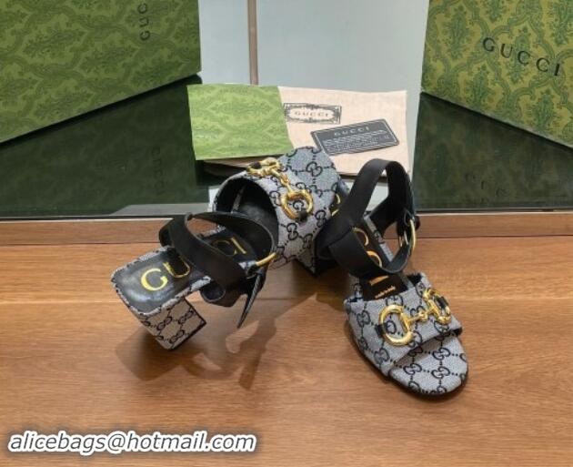 Pretty Style Gucci Heel Sandals 8cm in GG Canvas and Leather Grey 906102