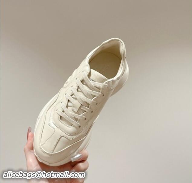 Good Quality Gucci Rhyton Sneakers in Ivory White Leather with Interlocking 906103