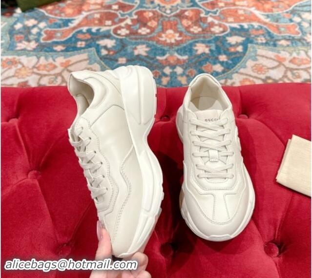 Good Quality Gucci Rhyton Sneakers in Ivory White Leather with Interlocking 906103