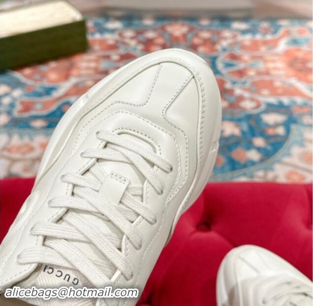 Good Quality Gucci Rhyton Sneakers in Ivory White Leather with Interlocking 906103