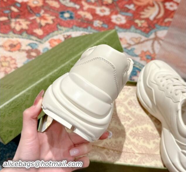 Good Quality Gucci Rhyton Sneakers in Ivory White Leather with Interlocking 906103