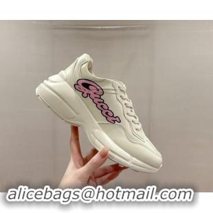 Grade Quality Gucci Rhyton Sneakers in Ivory White Leather with Blue Rabbit 906104