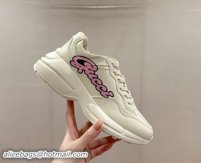 Grade Quality Gucci Rhyton Sneakers in Ivory White Leather with Blue Rabbit 906104