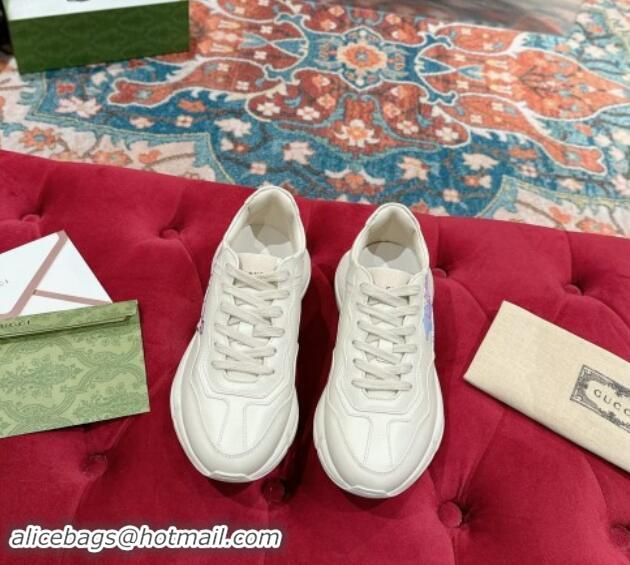 Grade Quality Gucci Rhyton Sneakers in Ivory White Leather with Blue Rabbit 906104