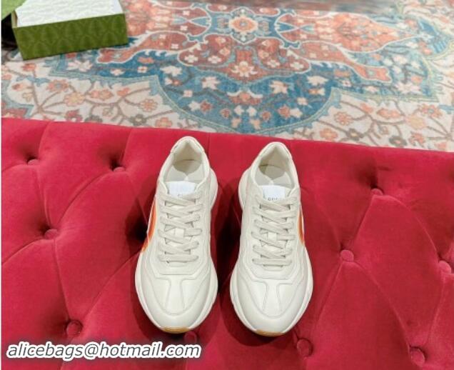 Best Grade Gucci Rhyton Sneakers in Ivory White Leather with Maxi Interlocking 906108