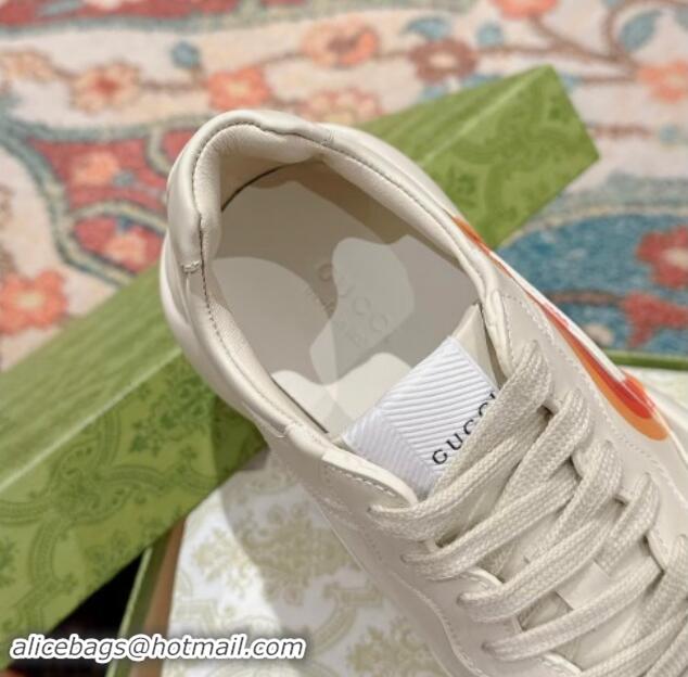 Best Grade Gucci Rhyton Sneakers in Ivory White Leather with Maxi Interlocking 906108