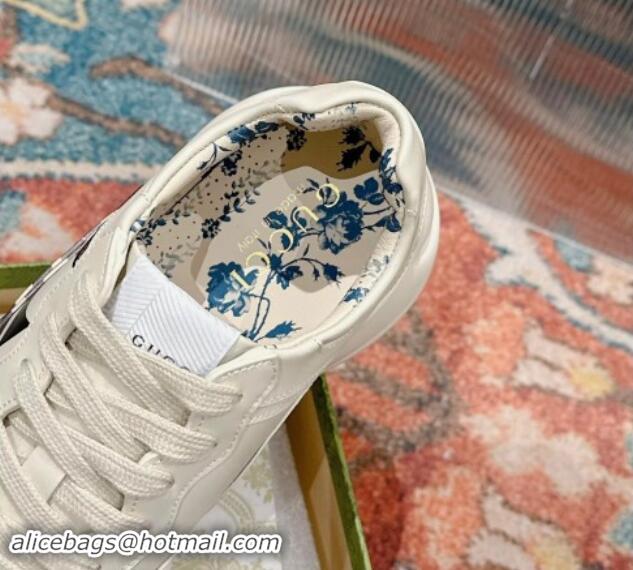 Luxury Gucci NY Rhyton Sneakers in Ivory White Leather 906110