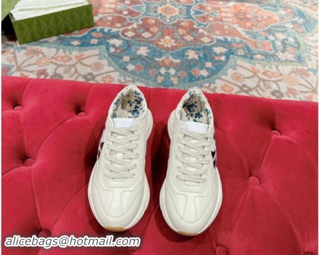 Luxury Gucci NY Rhyton Sneakers in Ivory White Leather 906110