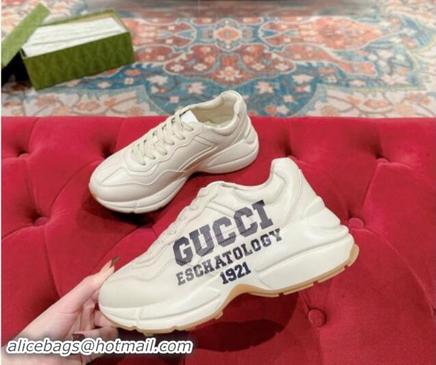 Best Price Gucci Rhyton Sneakers in Ivory White Leather with 25 Print 906111