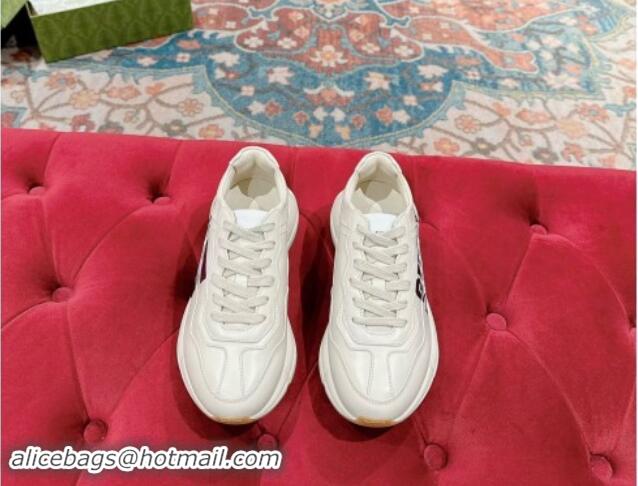 Best Price Gucci Rhyton Sneakers in Ivory White Leather with 25 Print 906111