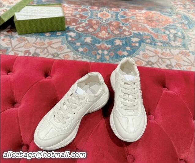 Perfect Gucci Rhyton Sneakers in Ivory White Leather with Heart Print 906112