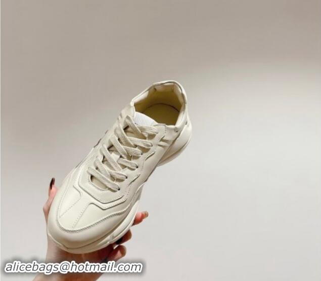 Perfect Gucci Rhyton Sneakers in Ivory White Leather with Heart Print 906112