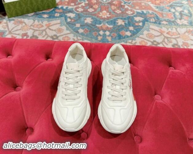 Most Popular Gucci Rhyton Sneakers in Ivory White Leather with Tiger Print 906116