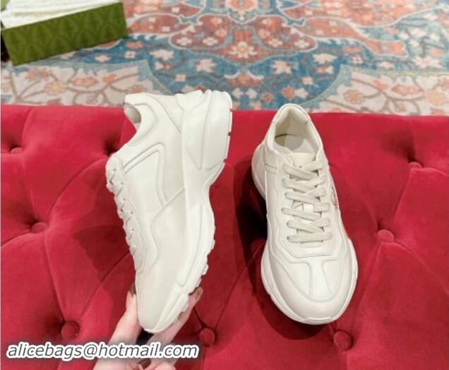 Most Popular Gucci Rhyton Sneakers in Ivory White Leather with Tiger Print 906116