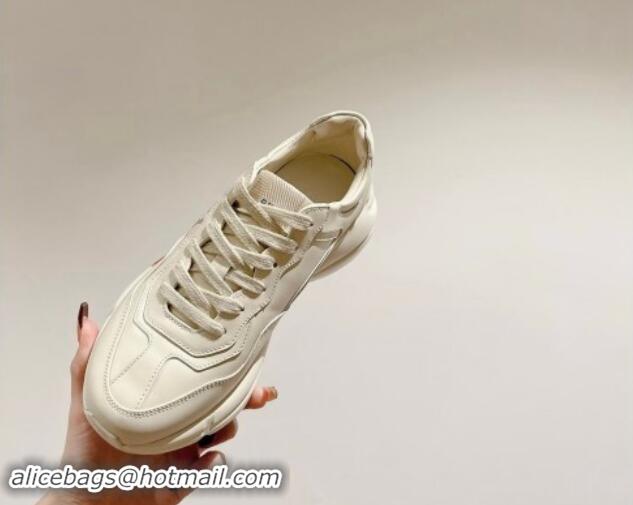 Most Popular Gucci Rhyton Sneakers in Ivory White Leather with Tiger Print 906116