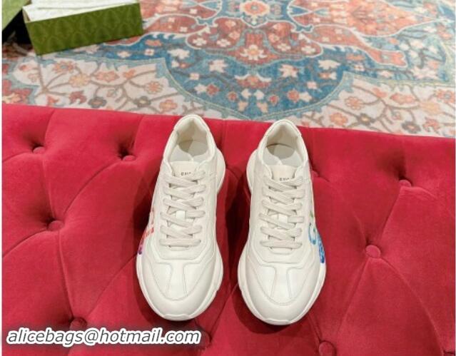 Purchase Gucci Rhyton Sneakers in Ivory White Leather with Multicolor Web 906117