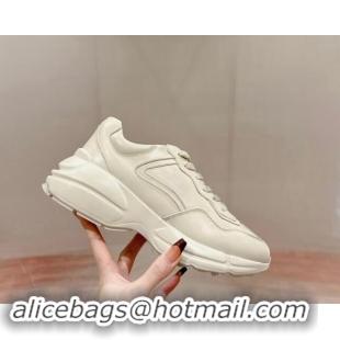 Top Design Gucci Rhyton Sneakers in All Ivory White Leather 906118