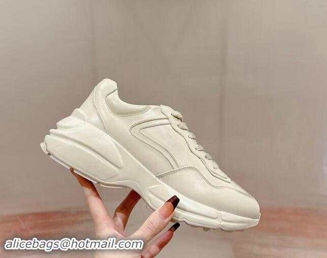 Top Design Gucci Rhyton Sneakers in All Ivory White Leather 906118