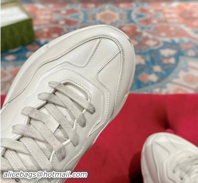 Top Design Gucci Rhyton Sneakers in All Ivory White Leather 906118