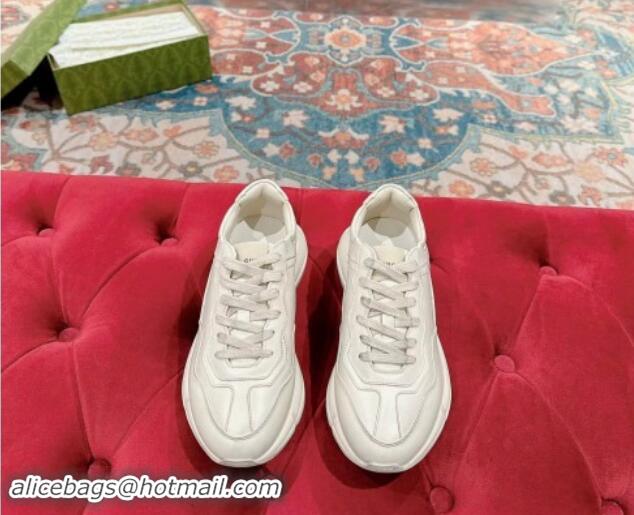 Top Design Gucci Rhyton Sneakers in All Ivory White Leather 906118