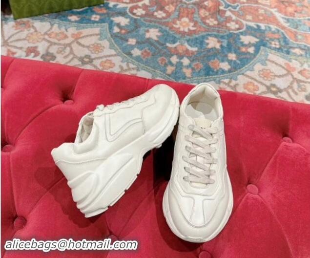 Top Design Gucci Rhyton Sneakers in All Ivory White Leather 906118