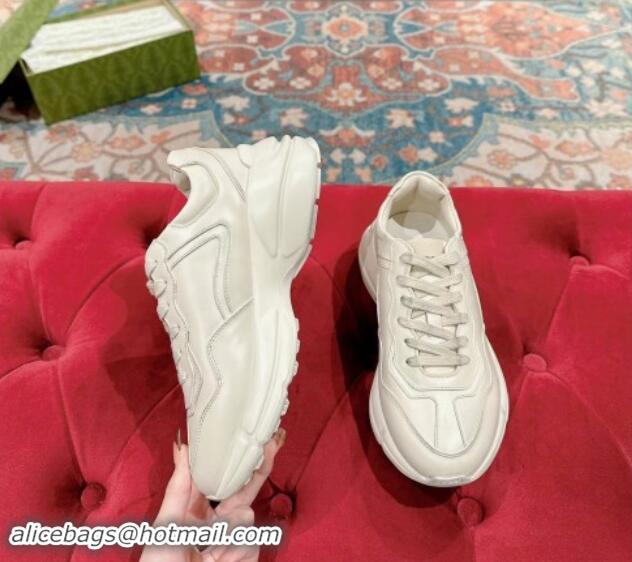 Top Design Gucci Rhyton Sneakers in All Ivory White Leather 906118