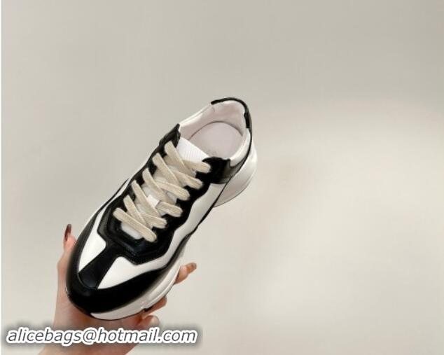 Sophisticated Gucci Rhyton Sneakers in White and Black Leather 906119