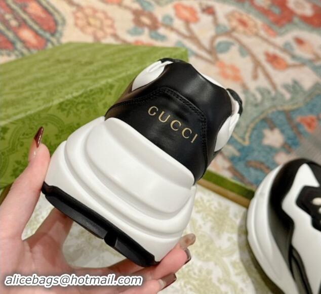 Sophisticated Gucci Rhyton Sneakers in White and Black Leather 906119