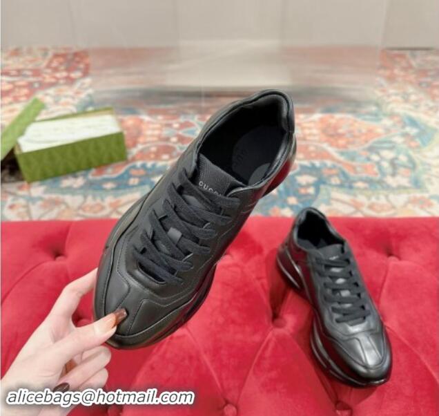 Good Product Gucci Rhyton Sneakers in All Black Leather 906120