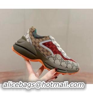 Stylish Gucci Rhyton Sneakers in GG Supreme Canvas Red/Multicolor 906121