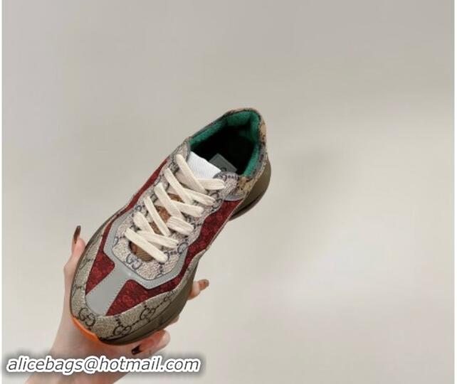 Stylish Gucci Rhyton Sneakers in GG Supreme Canvas Red/Multicolor 906121