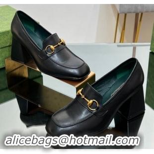 Charming Gucci Horsebit Leather Pumps 7.5cm Black 906131