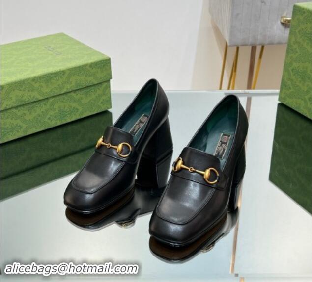 Charming Gucci Horsebit Leather Pumps 7.5cm Black 906131