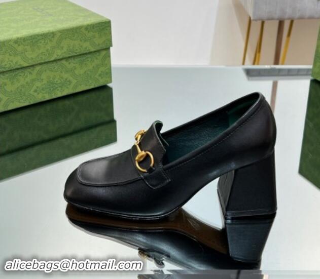 Charming Gucci Horsebit Leather Pumps 7.5cm Black 906131