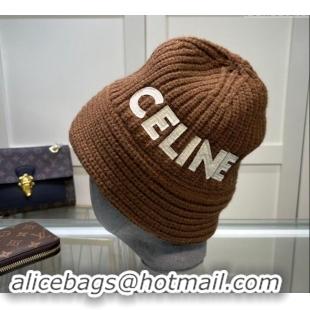 Buy Cheapest Celine Knit Hat 0731 Brown 2023