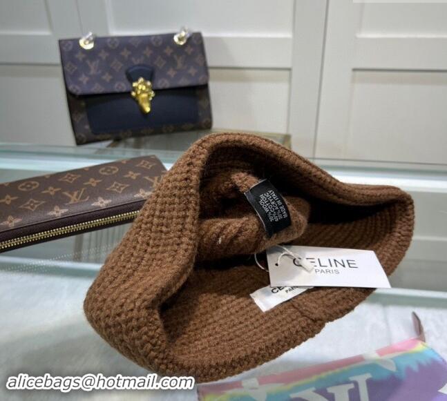 Buy Cheapest Celine Knit Hat 0731 Brown 2023