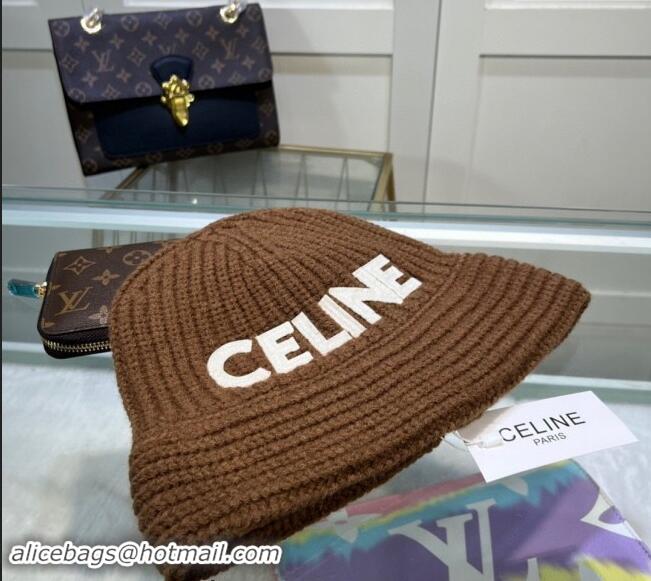 Buy Cheapest Celine Knit Hat 0731 Brown 2023