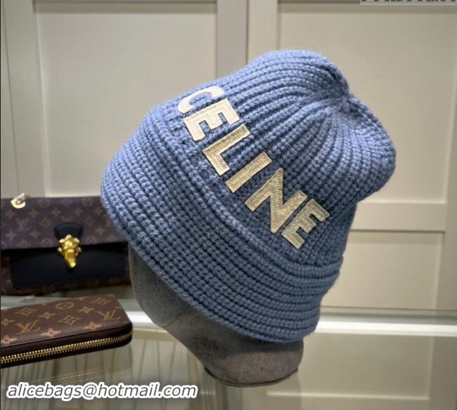 Top Quality Celine Knit Hat 0731 Light Blue 2023