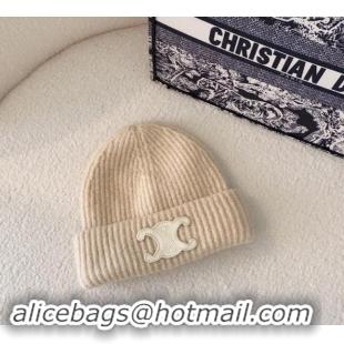 Buy Cheapest Celine Knit Hat 0802 Light Beige 2023