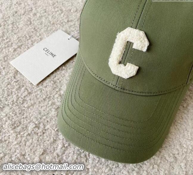 Best Price Celine Canvas Baseball Hat Green Letter C CE08151 2023