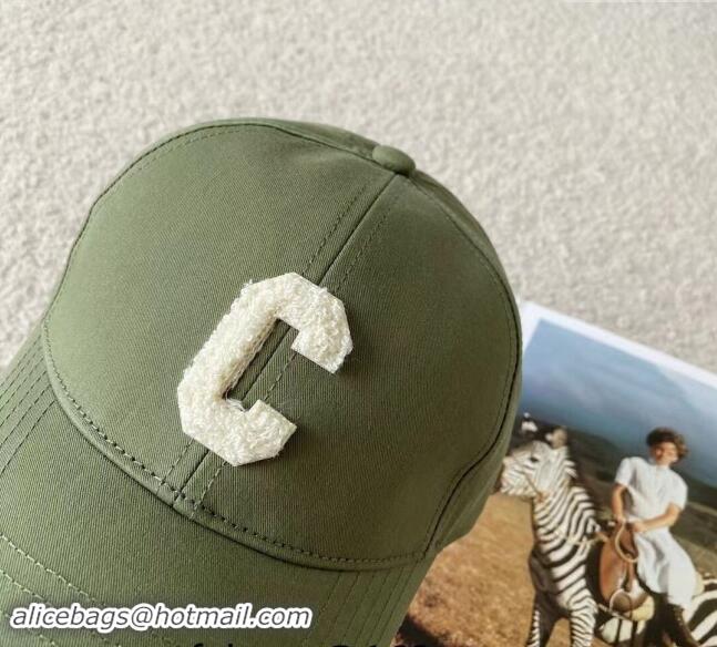 Best Price Celine Canvas Baseball Hat Green Letter C CE08151 2023