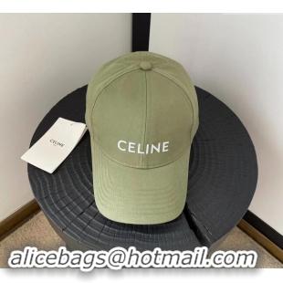 Promotional Celine Canvas Baseball Hat CE08151 Signature Green 2023