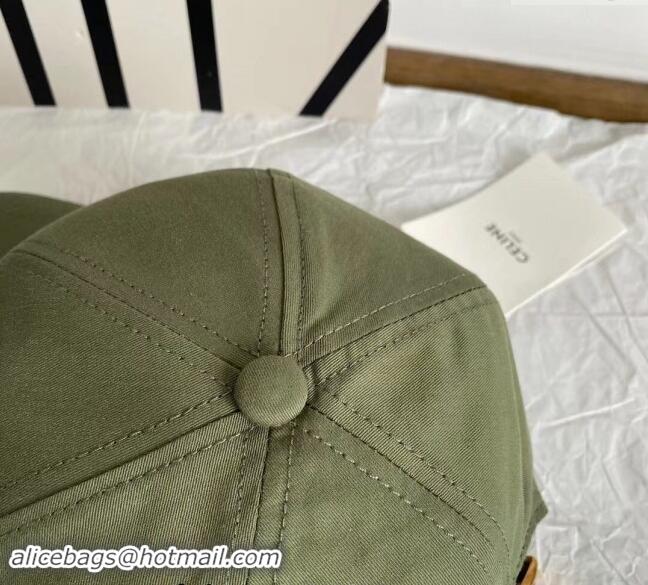 Promotional Celine Canvas Baseball Hat CE08151 Signature Green 2023