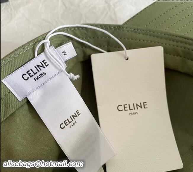 Promotional Celine Canvas Baseball Hat CE08151 Signature Green 2023