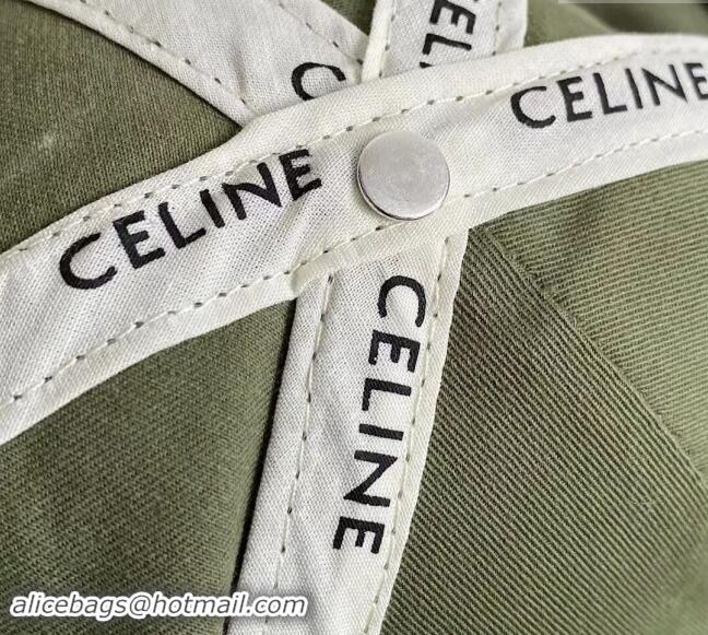 Promotional Celine Canvas Baseball Hat CE08151 Signature Green 2023