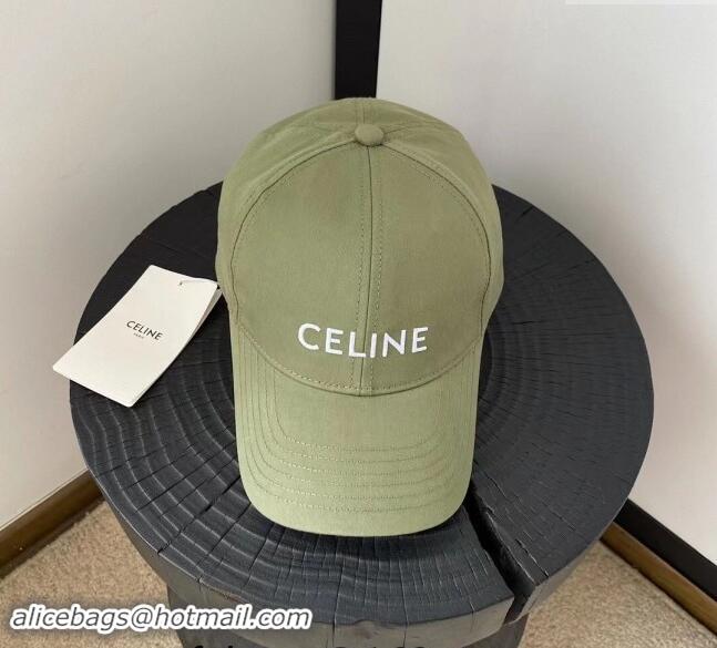 Promotional Celine Canvas Baseball Hat CE08151 Signature Green 2023