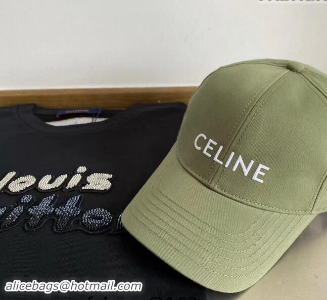 Promotional Celine Canvas Baseball Hat CE08151 Signature Green 2023