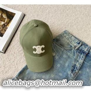 Famous Brand Celine Canvas Baseball Hat CE08151 Triomphe Green 2023